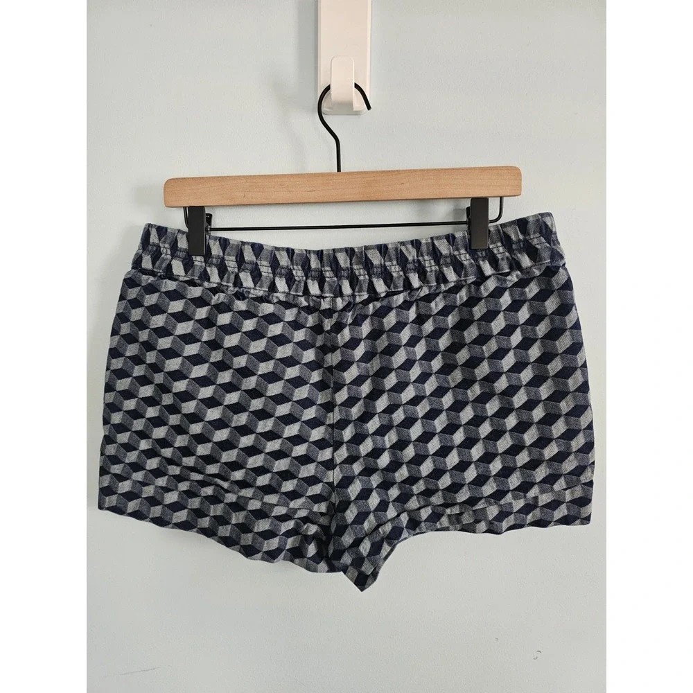 J CREW Jean Two‎ Tone Denim Geometric Mini Shorts Size 10